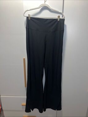 YPB High-Waist Split Hem Black Wide-Leg Women's Pants